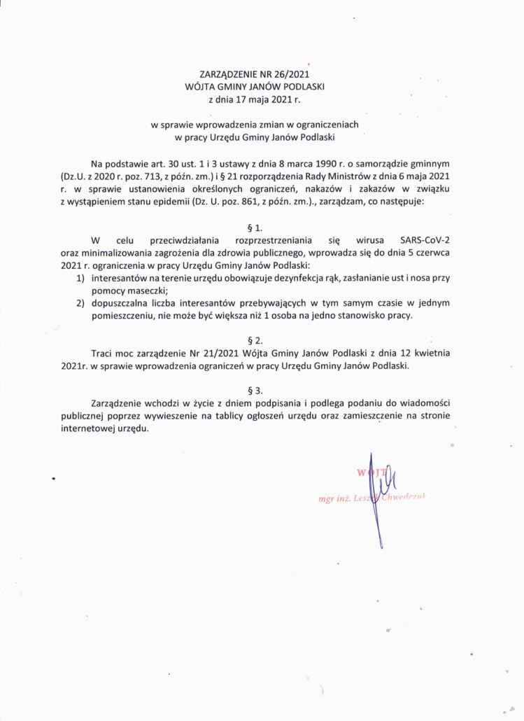 Dot. ograniczenia pracy UG